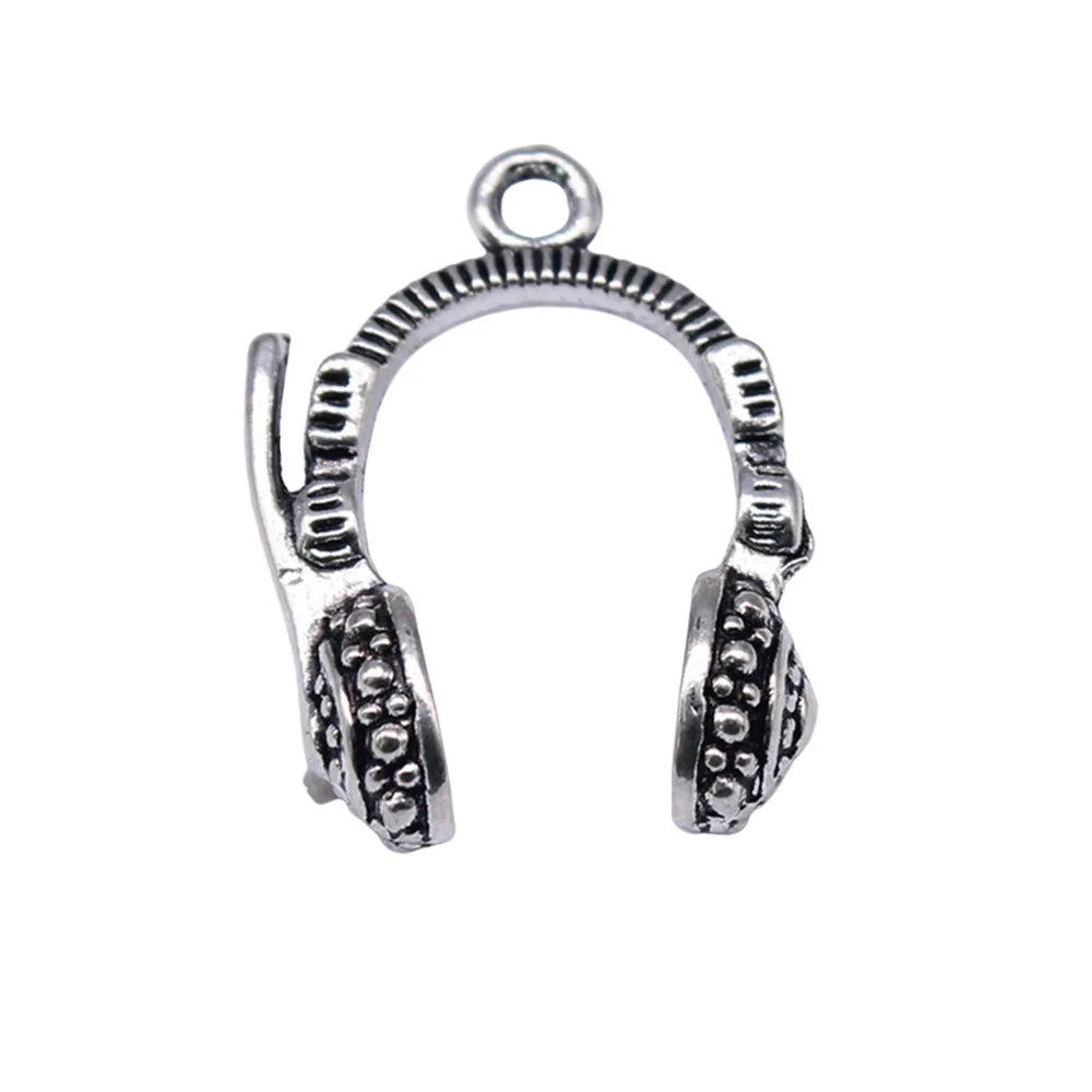 25x18mm 2.9g Antique Silver Zinc Alloy Headphones Charm Pendant for DIY Bracelet Necklace Jewelry Making