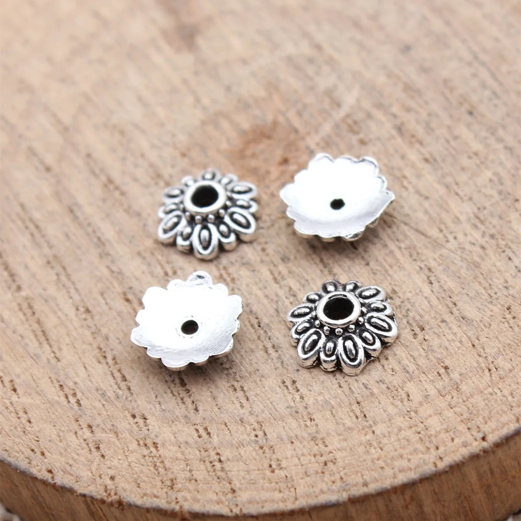 7.9x7.9x2.7mm 0.27g Multicolor Zinc Alloy Flower Bead Caps for Spacer Beads Bracelet DIY Jewelry Making
