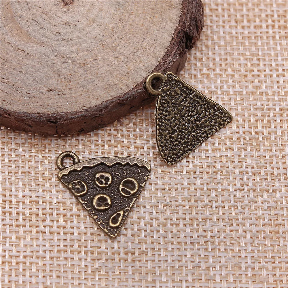 21x16mm 1.2g Multicolor Zinc Alloy Cookie Pizza Cake Charm Pendant for Food Theme DIY Jewelry Making