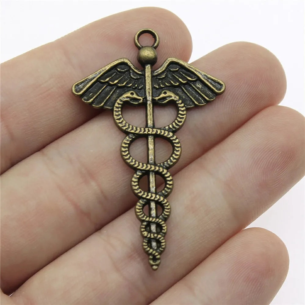 49x30mm 5.27g Multicolor Zinc Alloy Cane Medical Symbol Charm Pendant for DIY Jewelry Making