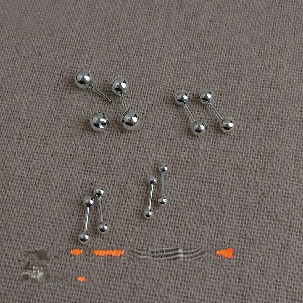 304 Stainless Steel Round Ball Stud Earrings Minimalist Barbell Cartilage Earrings 3-6mm