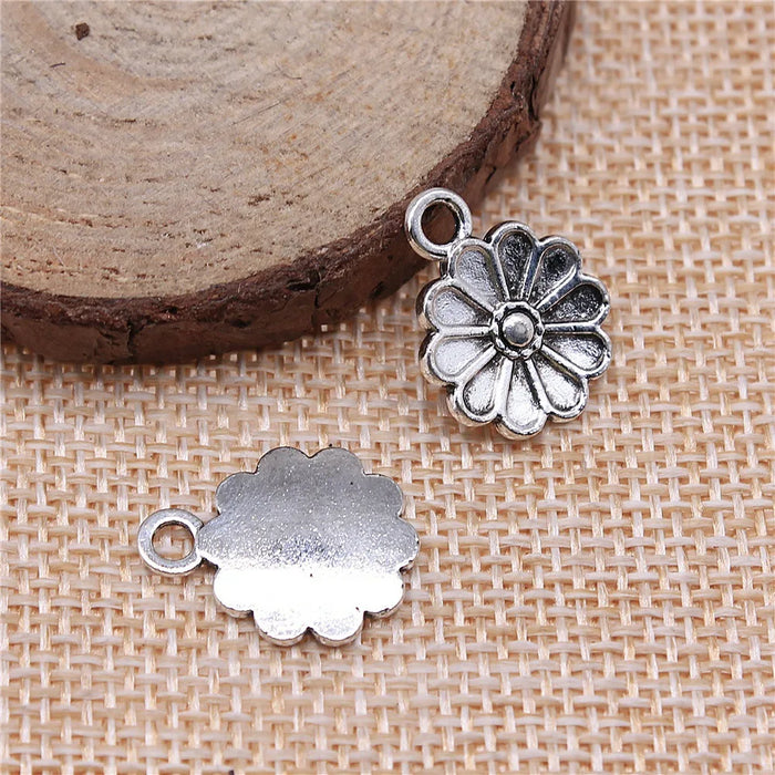 15mm 0.9g Multicolor Zinc Alloy Flower Charm Pendant for Bracelet Earring Jewelry Making