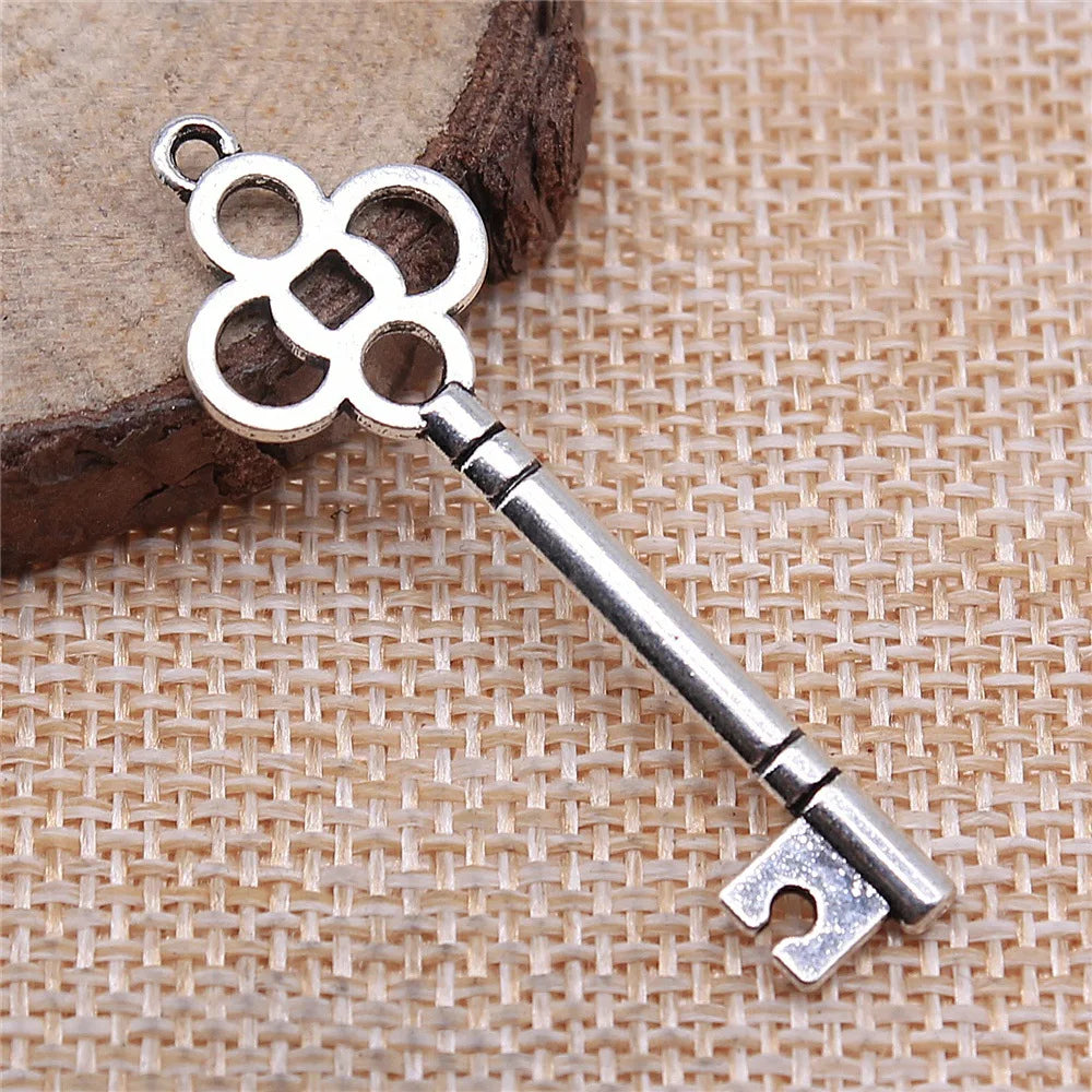 46x15mm 1.7g Multicolor Zinc Alloy Key Charm Pendant for DIY Necklace Bracelet Jewelry Making