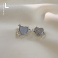 Sweet Cool Asymmetric Heart Planet Micro Pave Zircon Stud Earrings