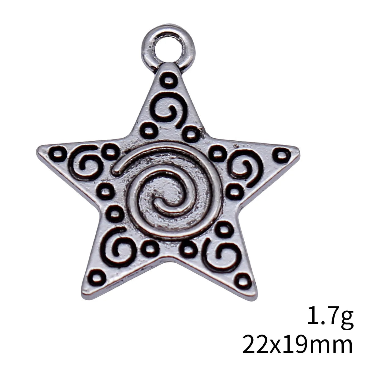 22x19mm 1.7g Antique Silver Zinc Alloy Swirl Star Charm Pendant for DIY Necklace Jewelry Making