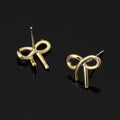 Elegant Minimalist Gold Alloy Ribbon Bow Knot Spiral Stud & Clip On No Piercing Fashion Earrings