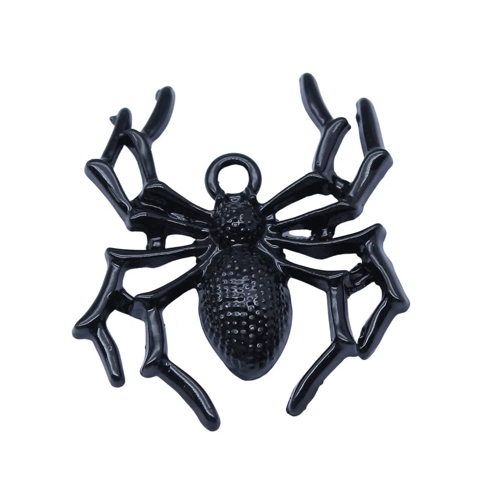 35x32mm 5.1g Electrophoretic Black Zinc Alloy Spider Charm Pendant for Gothic Jewelry Making