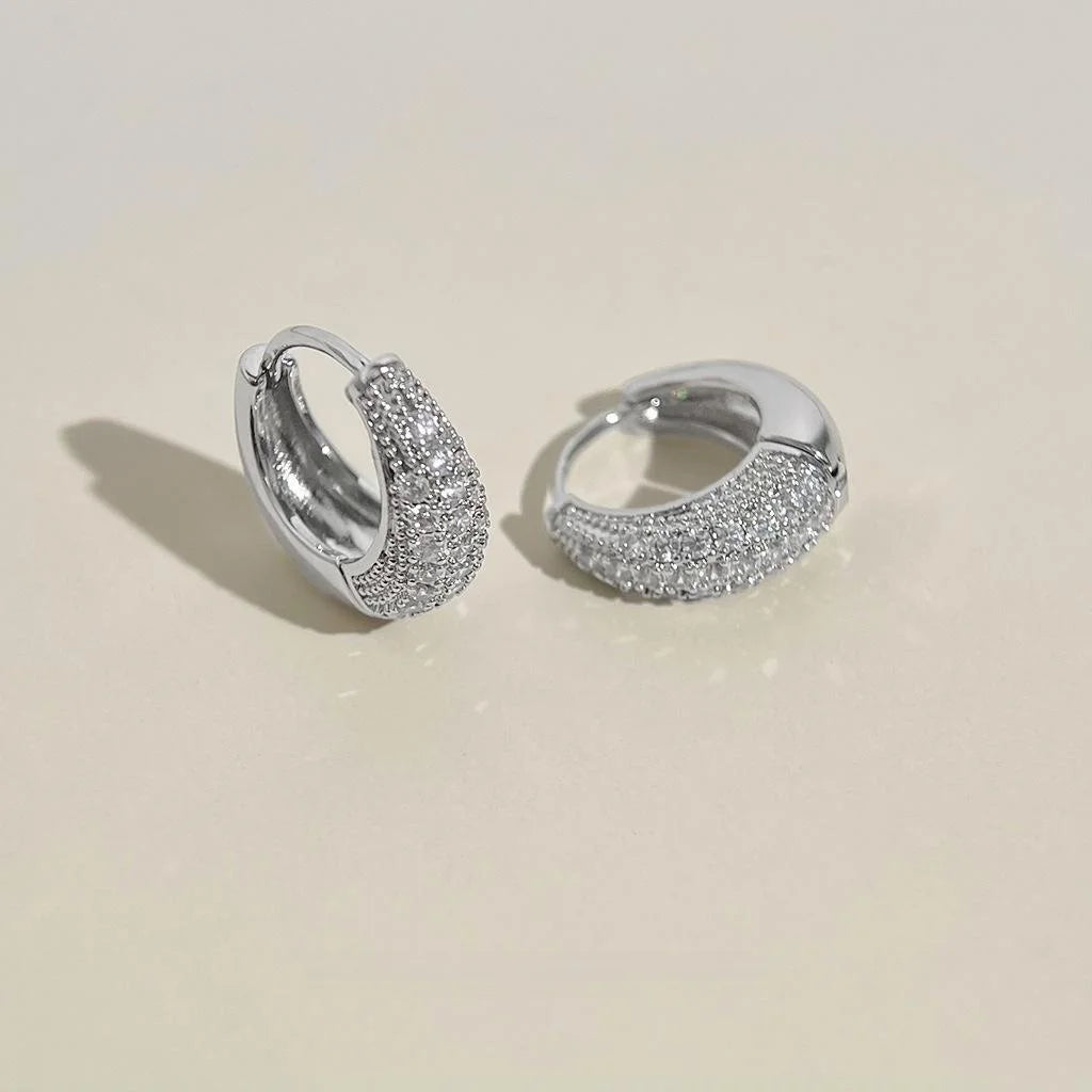 Minimalist Copper Micro Pave Zircon Round Stud Earrings For Women, Geometric Commuter Jewelry