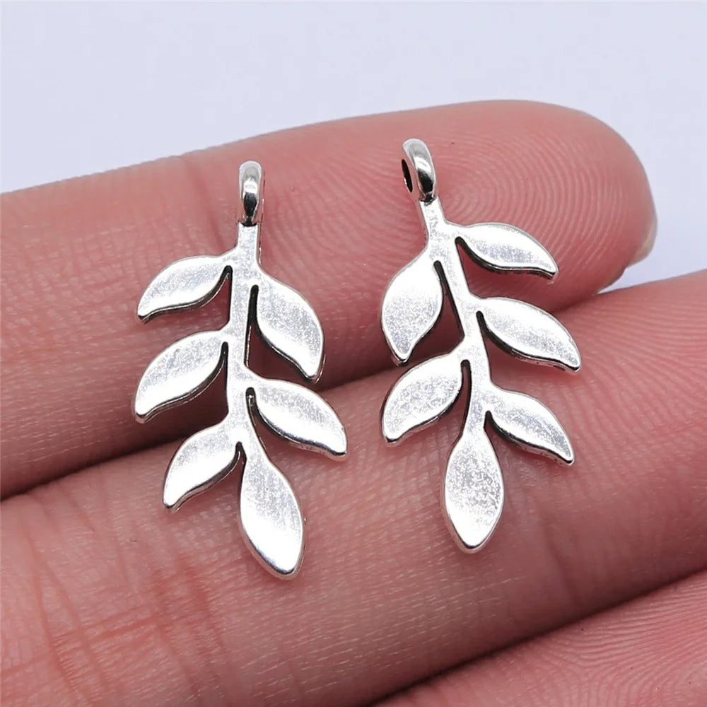 24x12mm 1.1g Antique Silver Zinc Alloy Leaf Charm Pendant for DIY Handmade Jewelry Making