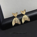 14K Plated Copper Geometric Fishtail Drop Earrings, Trendy Style Jewelry 2026