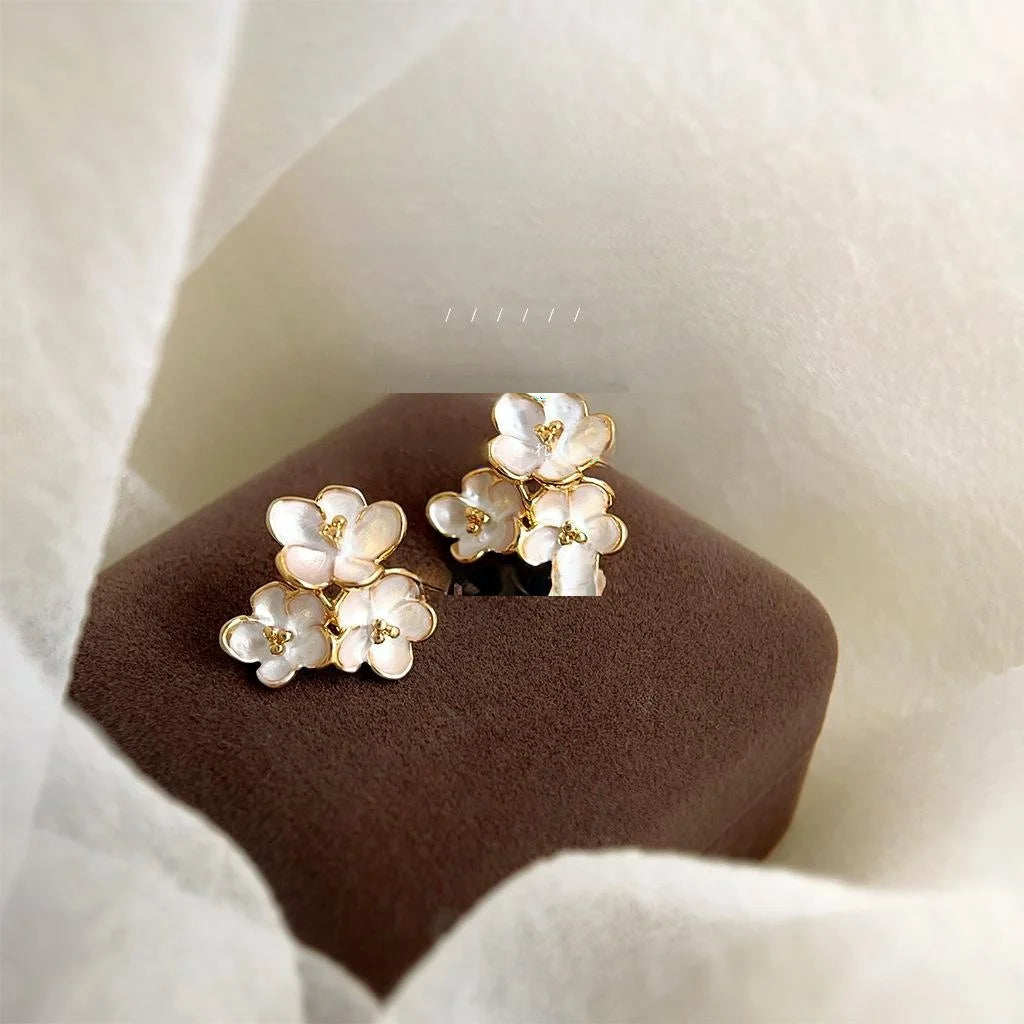 14K Gold Plated Copper Osmanthus Flower Stud Earrings Elegant Sweet Minimalist Floral Jewelry