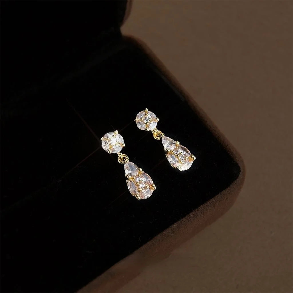 Eco Friendly Copper Zircon Inlaid Geometric Stud Earrings Light Luxury Minimalist Fashion Jewelry