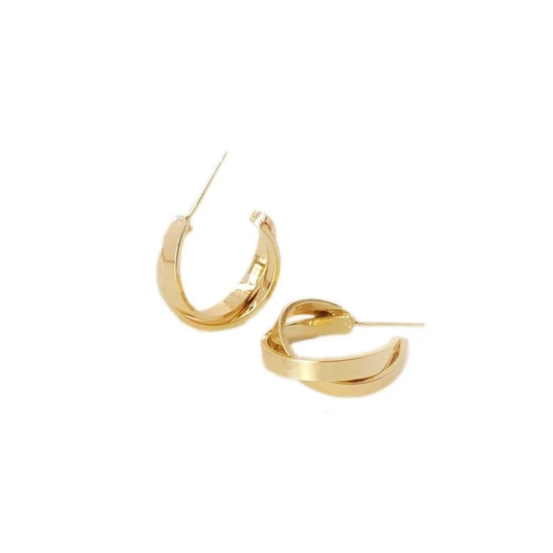 Eco-Friendly Copper Minimalist Cross Circle Geometric Hoop Earrings For Women