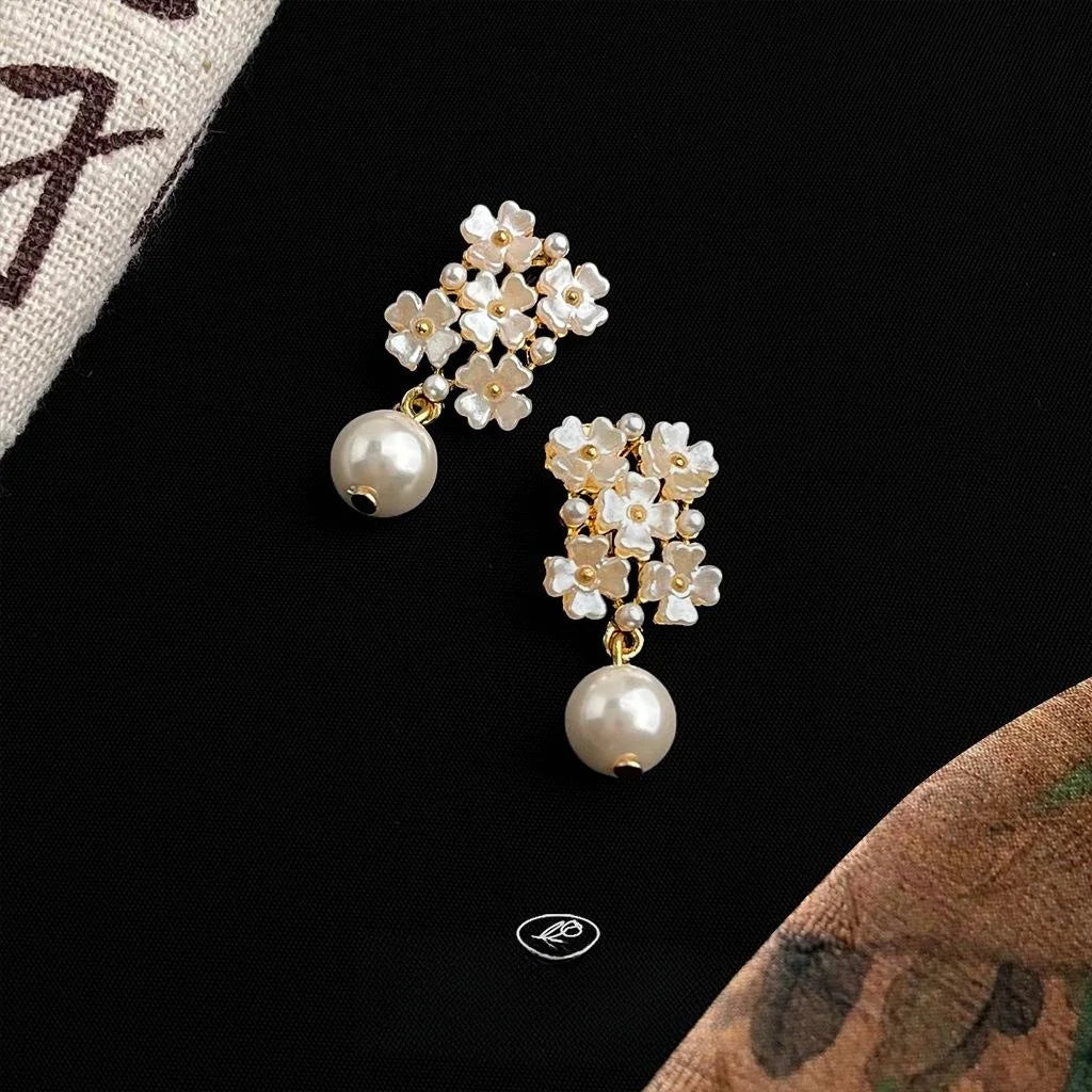 Elegant Forest Style Glass Flower Geometric Drop Earrings For Women