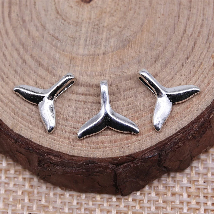 10x10mm 0.35g Multicolor Zinc Alloy Whale Tail Charm Pendant for DIY Necklace Bracelet Jewelry Making