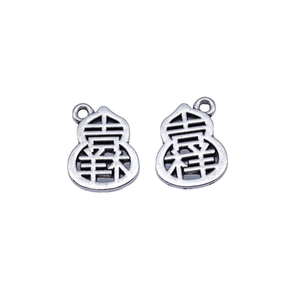 17x13mm 1.3g Antique Silver Zinc Alloy Lucky Gourd Charm Pendant for Handmade DIY Jewelry