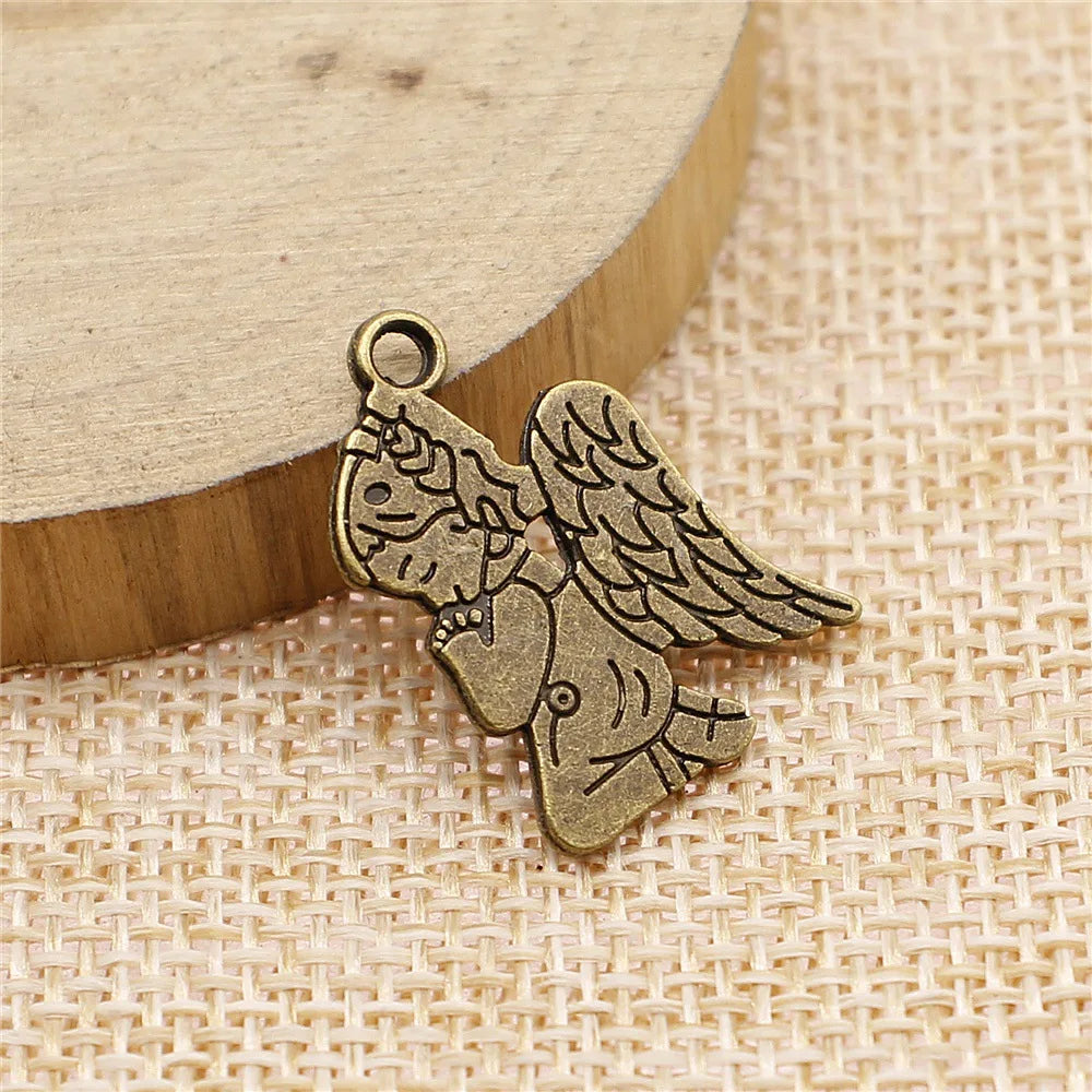 24x17mm 1.8g Multicolor Zinc Alloy Praying Angel Charm Pendant for DIY Jewelry Making