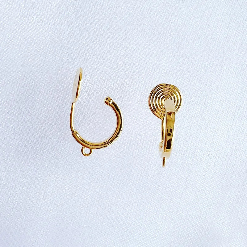 Elegant Gold Alloy Spiral Ball Stud & Clip On No Piercing Invisible Silicone Ear Cuff Earrings