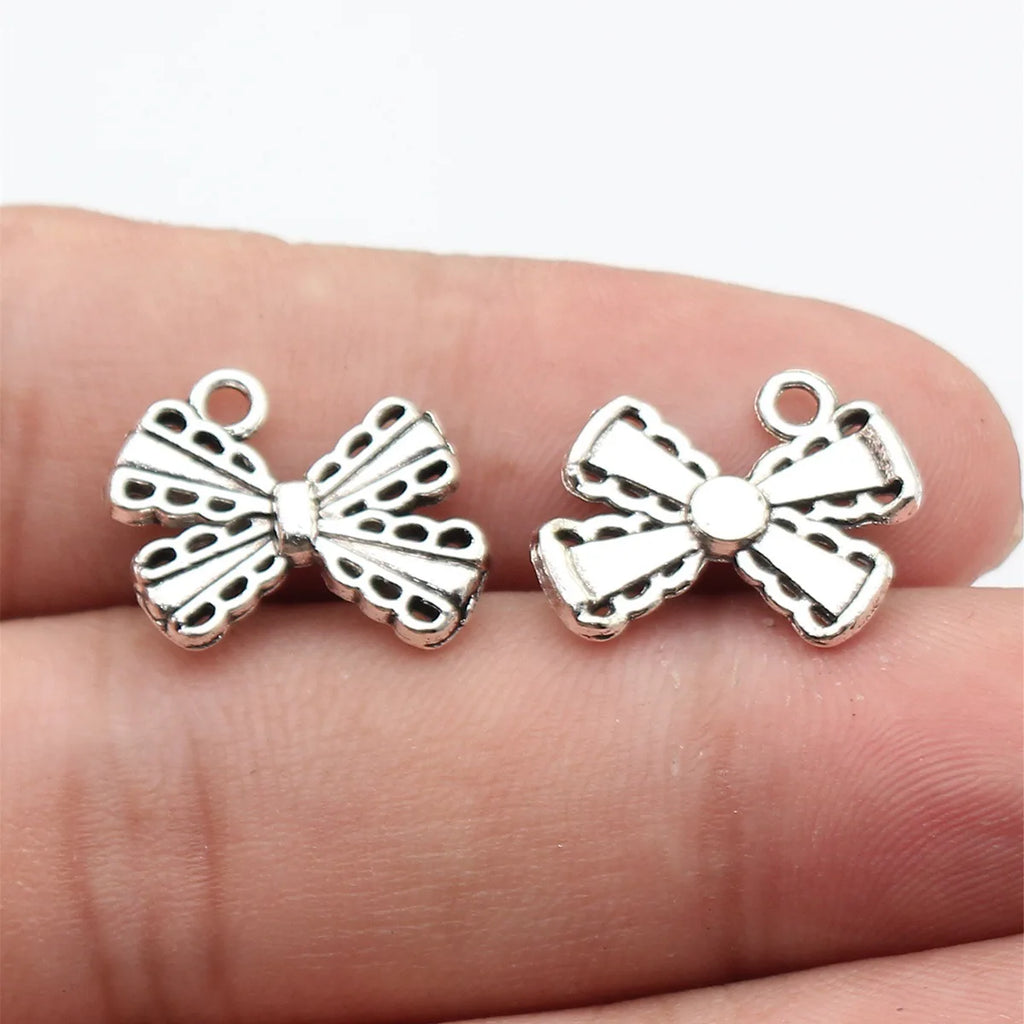 18x14mm 1.3g Antique Silver Zinc Alloy Bowknot Butterfly Charm Pendant for DIY Bracelet Necklace Making