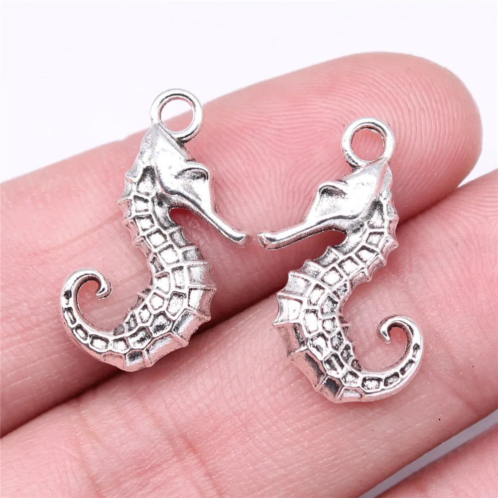 23x11mm 1.6g Multicolor Zinc Alloy Seahorse Charm Pendant for DIY Ocean Necklace Bracelet Making