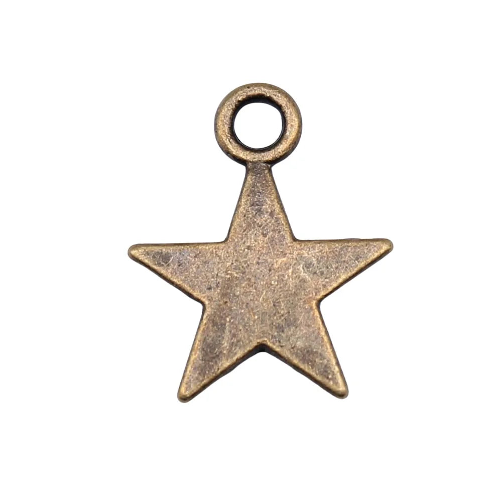15x12mm 0.6g Multicolor Zinc Alloy Five-Point Star Charm Pendant for DIY Necklace Bracelet Making