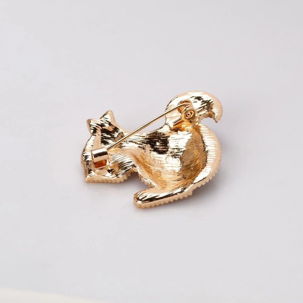 Cute Red Enamel Squirrel Alloy Brooch For Women, Animal Lapel Pin Corsage Suit Accessory Gift