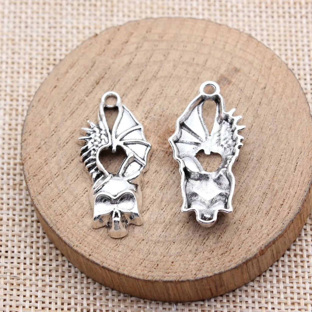 36x16mm 2.2g Multicolor Zinc Alloy Demon Bat Skull Charm Pendant for DIY Gothic Jewelry Making