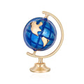 Elegant Blue Enamel Globe Planet Brooch, Gold Tone Alloy Lapel Pin Corsage Suit Accessory Gift