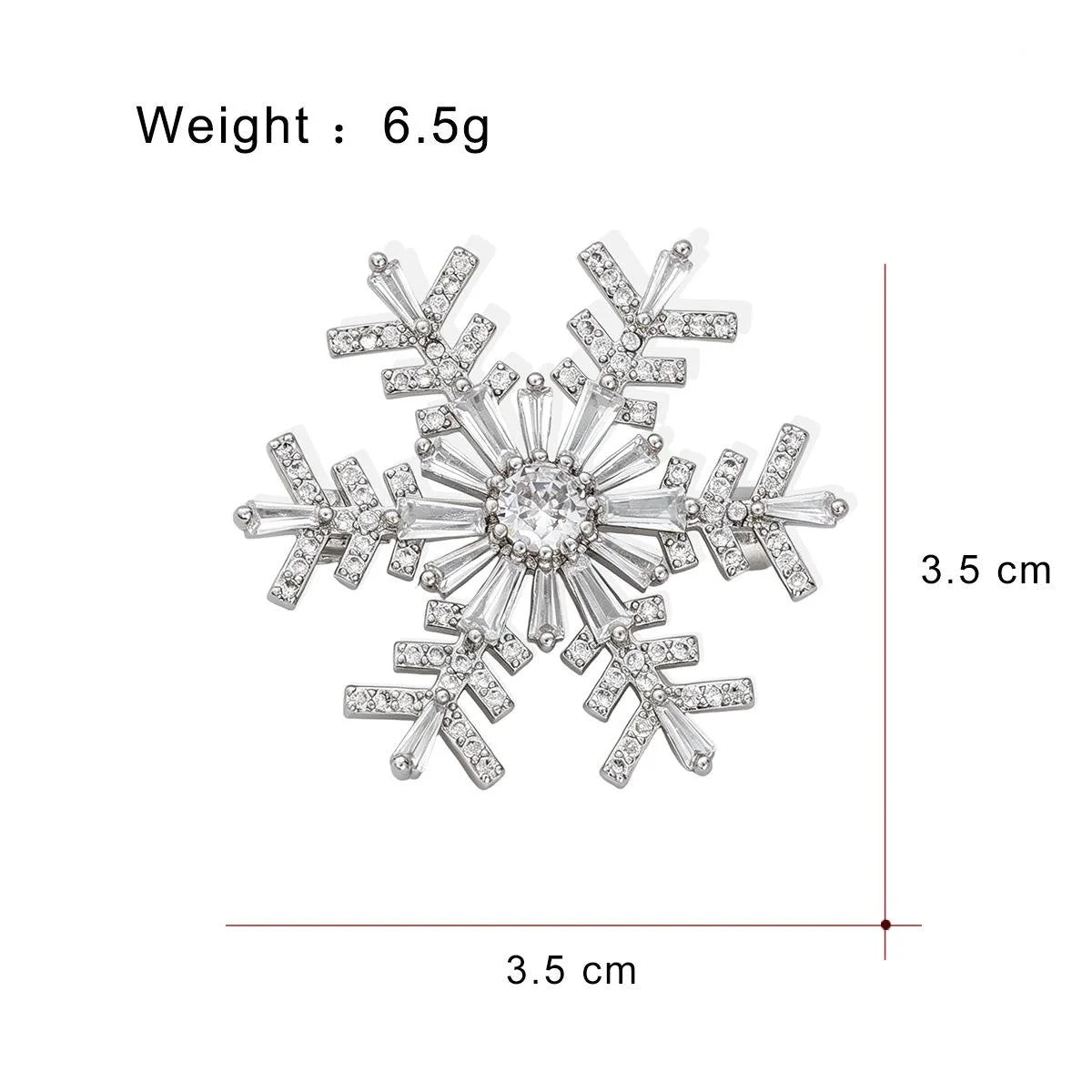 Elegant Copper Zircon Snowflake Brooch With Sparkling Rhinestones, Luxury Lapel Pin Corsage Suit Accessory