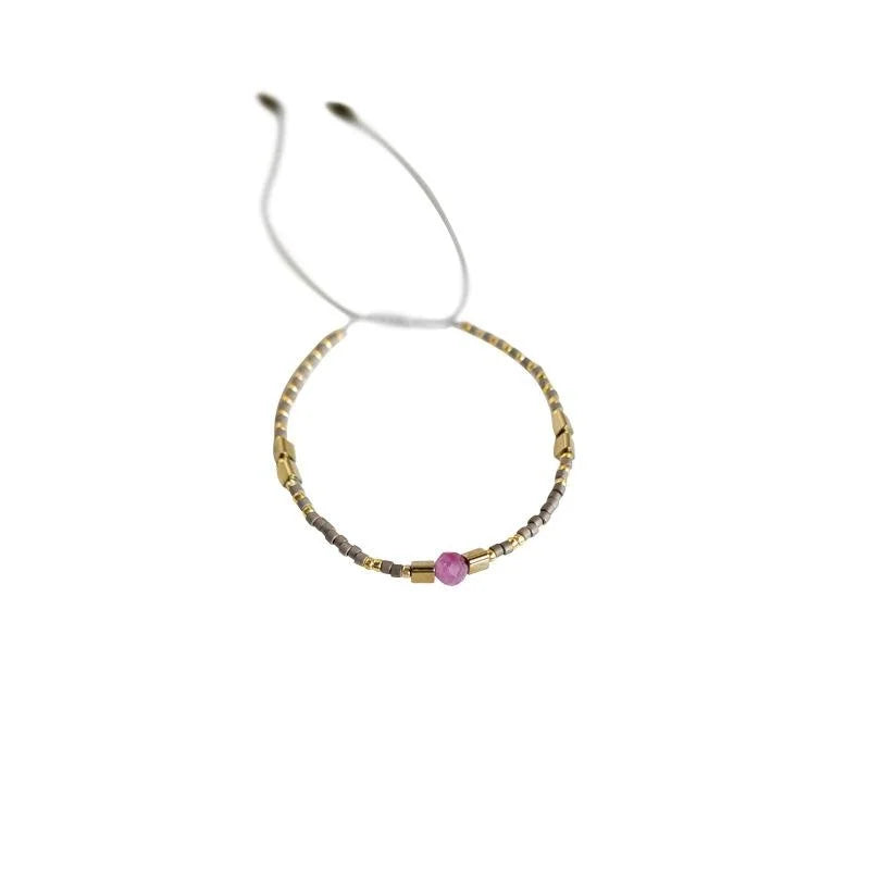 Lucky Japanese Rice Pearl Natural Stone Beaded Bracelet For Women Minimalist Cute Rope Style