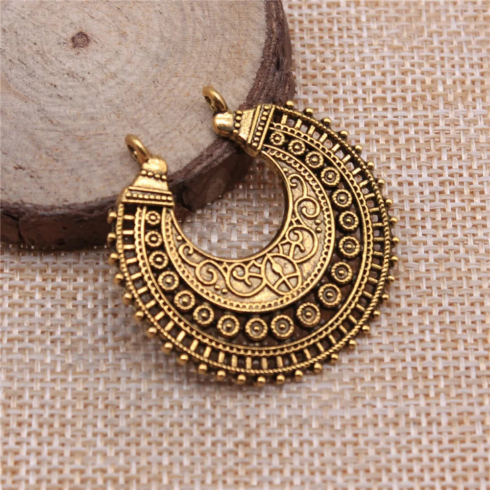 38x37mm 5g Multicolor Zinc Alloy Half Moon Earring Connector Charms for DIY Earrings Jewelry Making