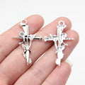 38x23mm 2.3g Antique Silver Zinc Alloy Gothic Rose Nail Cross Charm Pendant for DIY Necklace Making