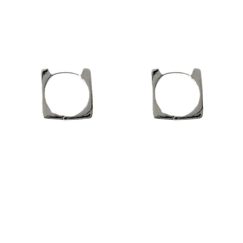 Minimalist Copper Stud Earrings Smooth Metal Geometric Hollow Square Everyday Jewelry