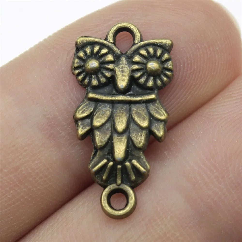 21x11mm 1g Multicolor Zinc Alloy Owl Cat Connector Charm for DIY Bracelet Necklace Jewelry Making