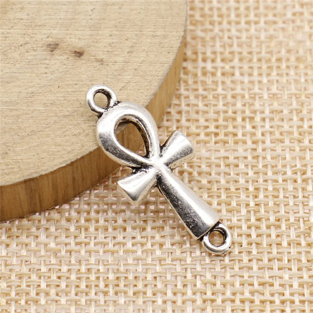 12x30mm 1.3g Multicolor Zinc Alloy Ankh Cross Connector Charm for DIY Bracelet Necklace Making