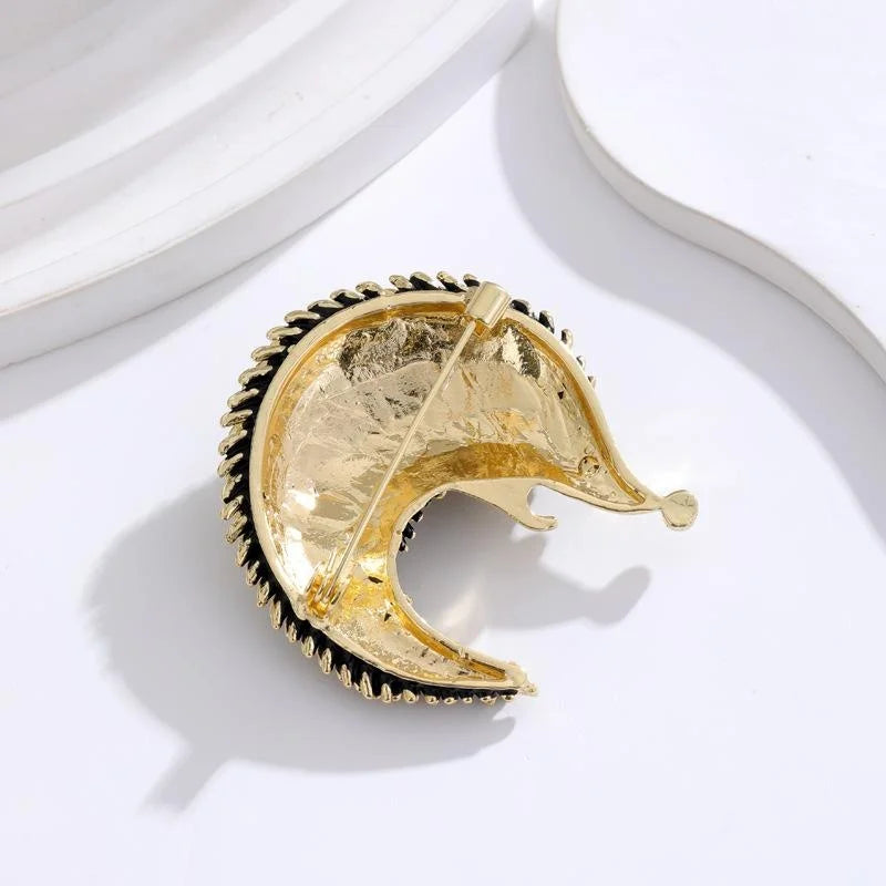 Cute Black Enamel Hedgehog Brooch Gold Alloy Rhinestone Animal Lapel Pin For Bags Suits And Gifts