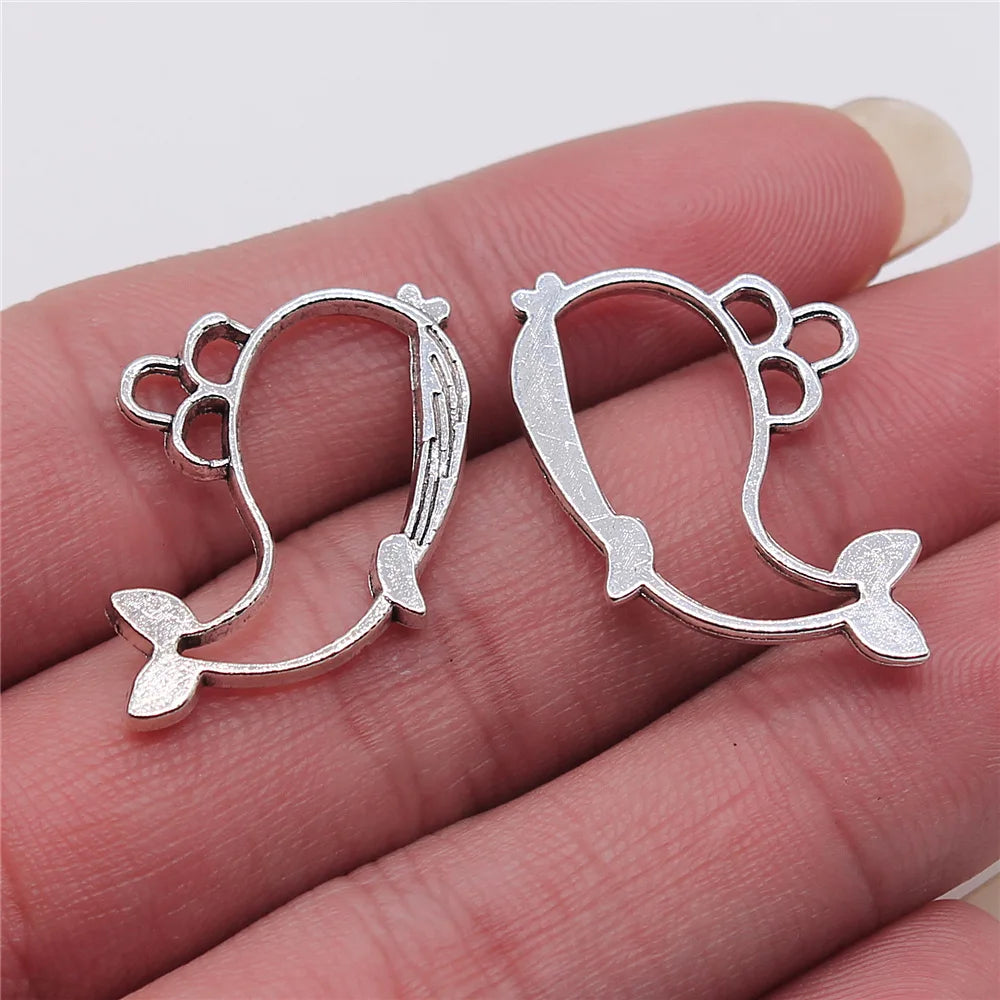 19x28mm 1.6g Multicolor Zinc Alloy Hollow Whale Charm Pendant for DIY Bracelet Necklace Jewelry Making
