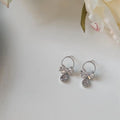 Zircon Bow Drop Earrings Silver Plated Sweet Pastoral Korean Style Jewelry