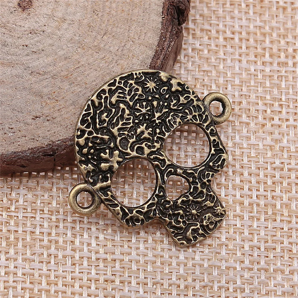 32x30mm 3.4g Multicolor Zinc Alloy Skull Connector Charm for Necklace Bracelet Making