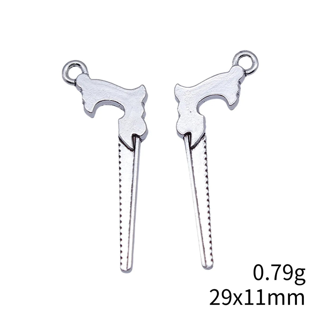 29x11mm 0.79g Antique Silver Zinc Alloy Hand Saw Tool Charm Pendant for DIY Necklace Bracelet Making