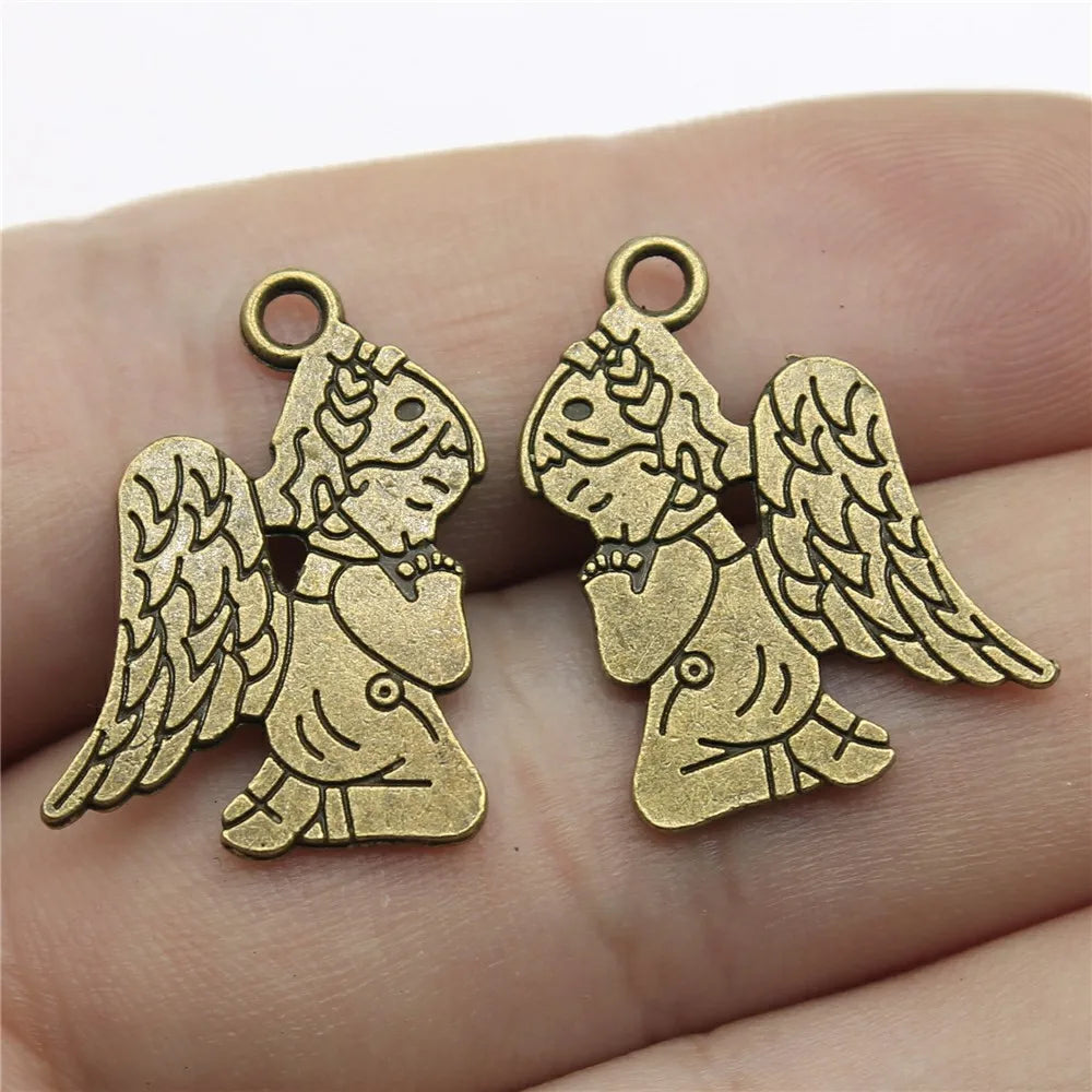 24x17mm 1.8g Multicolor Zinc Alloy Praying Angel Charm Pendant for DIY Jewelry Making