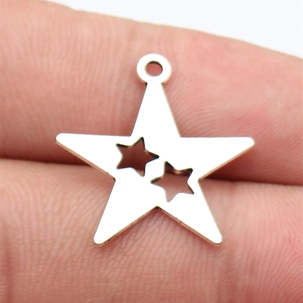 23x20mm 1.2g Multicolor Zinc Alloy Five-Point Star Charm Pendant for DIY Bracelet Necklace Making