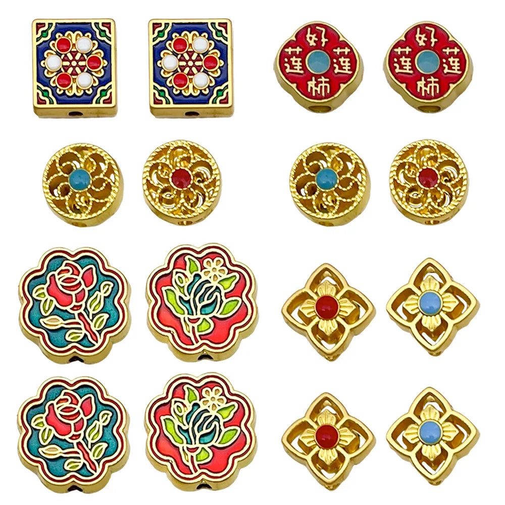 Sand Gold Zinc Alloy Lotus Peach Blossom Spacer Beads for DIY Bracelet Necklace Jewelry