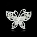 Elegant Silver Plated Rhinestone Butterfly Brooch, Korean Style Crystal Lapel Pin Corsage For Suits Gift