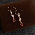 New Chinese Style Geometric Zircon Pearl Copper Long Drop Earrings for Women Supply
