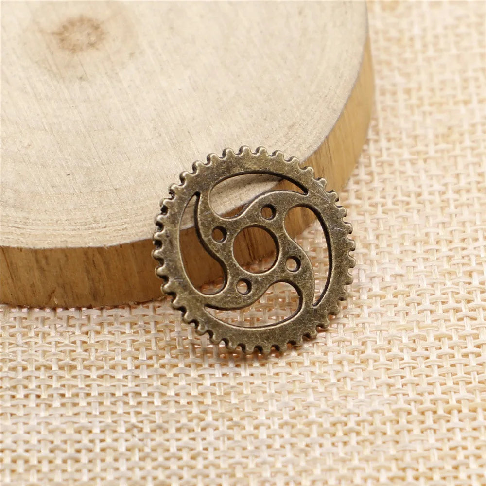23x23mm 1.8g Antique Bronze Tone Zinc Alloy Gear Charm Pendant for Steampunk Jewelry DIY