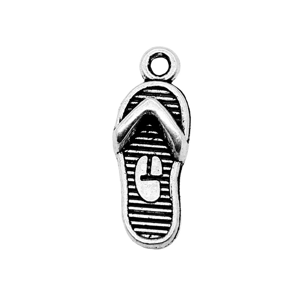 21x8mm 1.3g Multicolor Zinc Alloy Slipper Charm Pendant for Summer DIY Jewelry Making