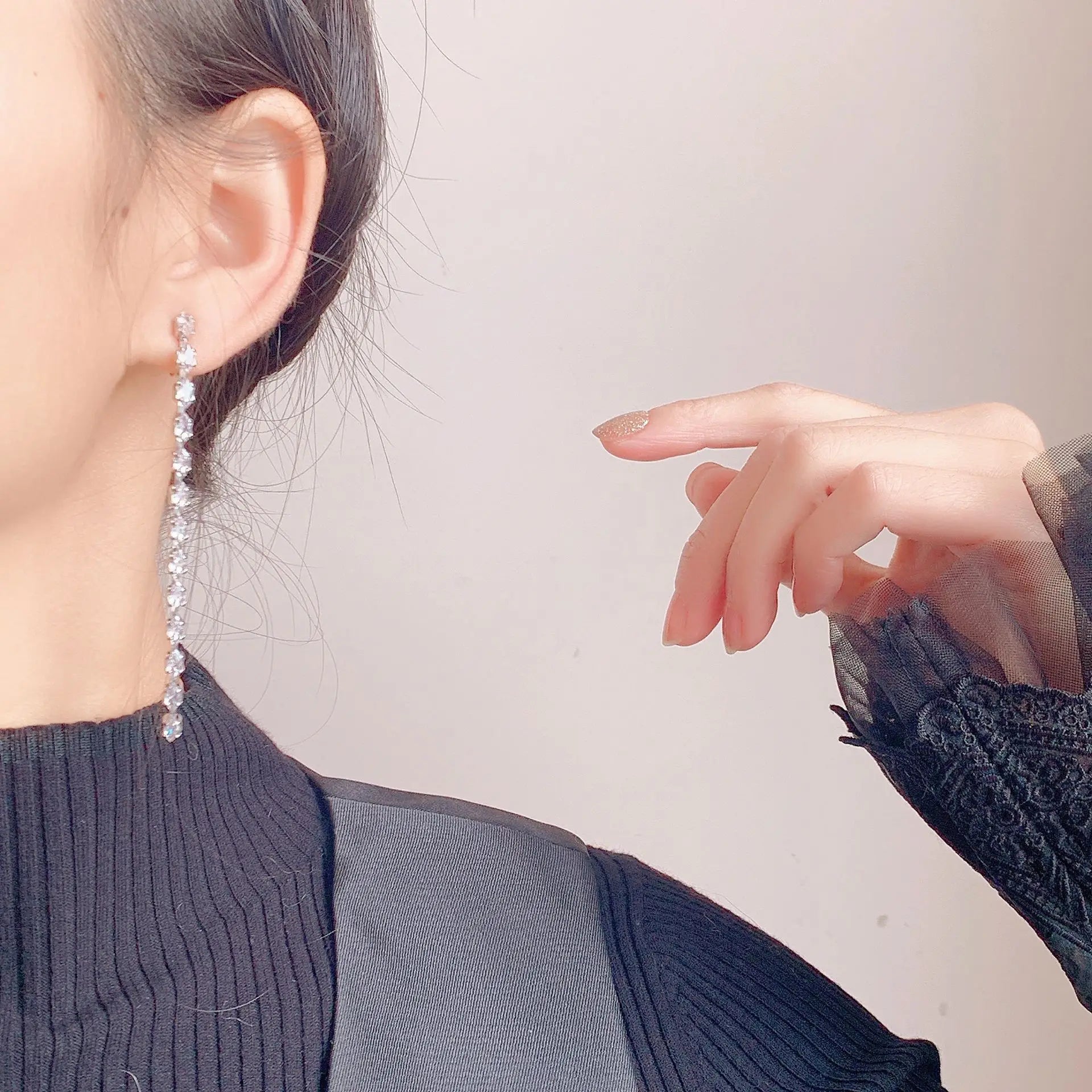 Elegant Long Tassel Marquise Zircon Spiral Drop Stud & Clip On No Piercing Silver Needle Earrings
