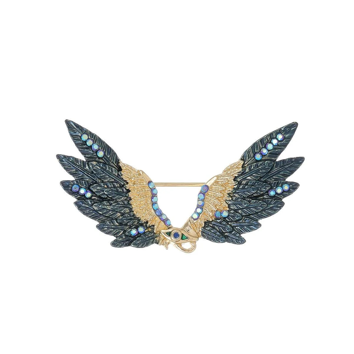 Elegant Enamel Angel Wings Brooch With Rhinestones, Luxury Alloy Lapel Pin Corsage Suit Accessory Gift