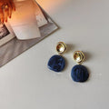 Premium Haze Blue Acrylic Irregular Geometric Round 14K Plated Stud Earrings For Women